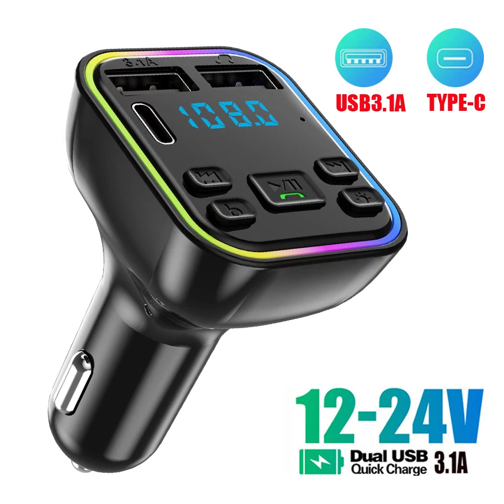 Bluetooth Car FM Transmitter with Fast Charger