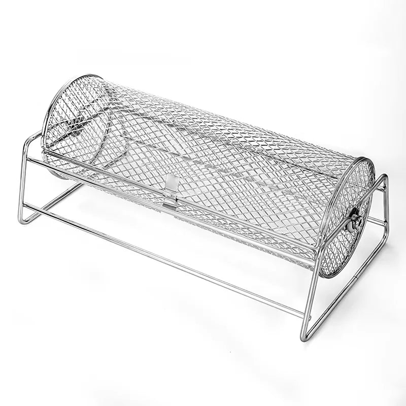 Stainless Steel Rolling BBQ Grill Mesh Basket