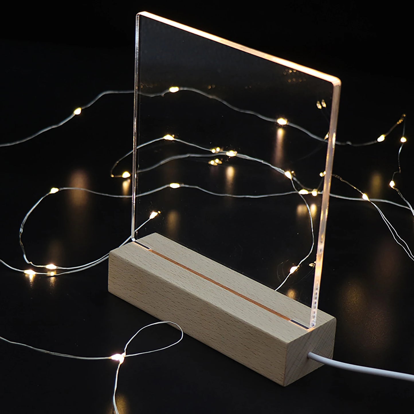 LED Wood Light Display Base β USB Wooden Stand for Crystal & Resin Art