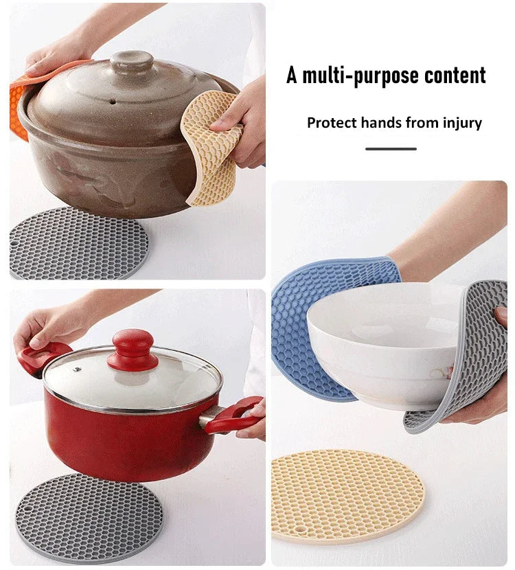 Multifunctional Kitchen Silicone Tableware Mat - Heat Resistant Coasters & Pot Holder