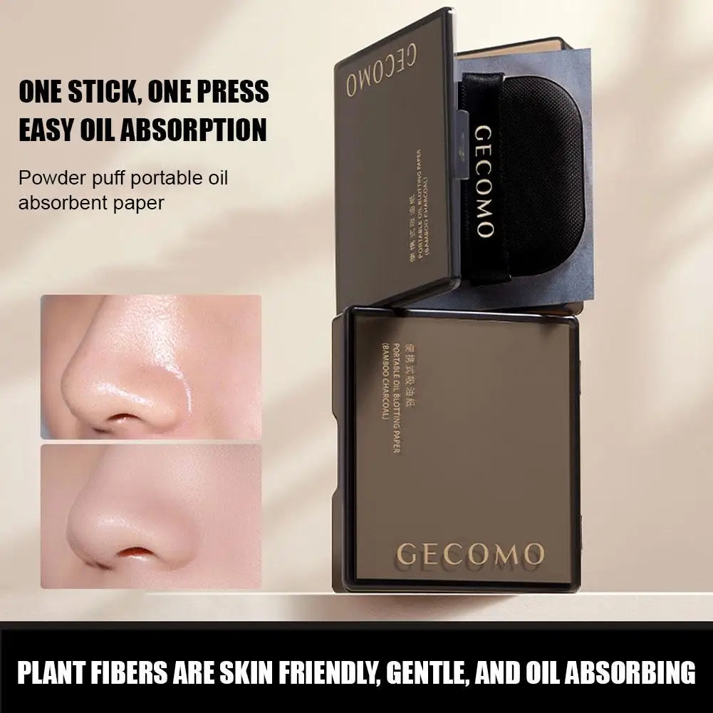 100PCS Face Oil Blotting Papers with Mirror & Makeup Puff – Portable Oil Control Kit