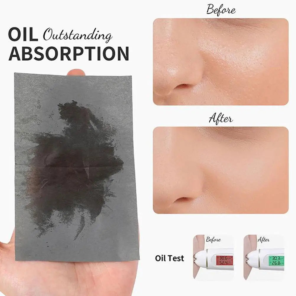 100PCS Face Oil Blotting Papers with Mirror & Makeup Puff – Portable Oil Control Kit