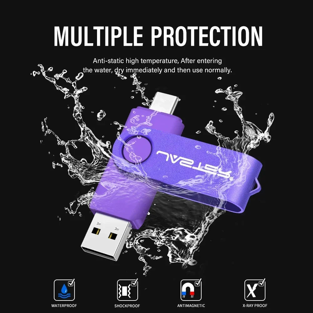 TYPE-C USB Flash Drive 128GB - Real Capacity Pen Drive with Free Key Chain