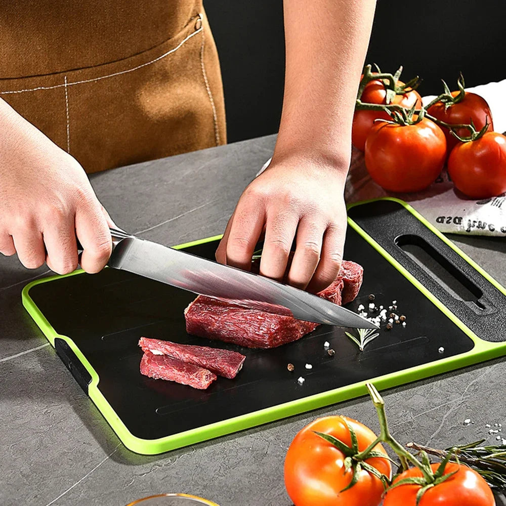 4-in-1 Double-Sided Cutting Board with Knife Sharpener & Garlic Grinder