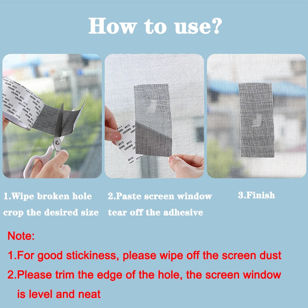 Waterproof Window Screen Repair Tape β Self-Adhesive Anti-Mosquito Mesh Patch