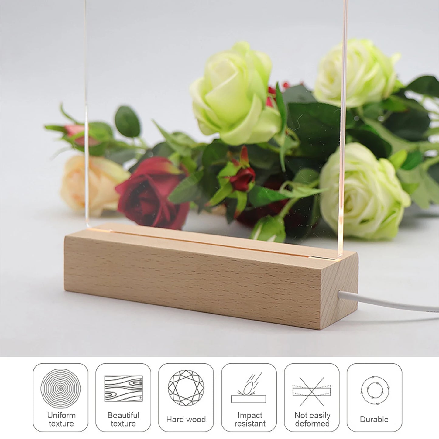 LED Wood Light Display Base β USB Wooden Stand for Crystal & Resin Art