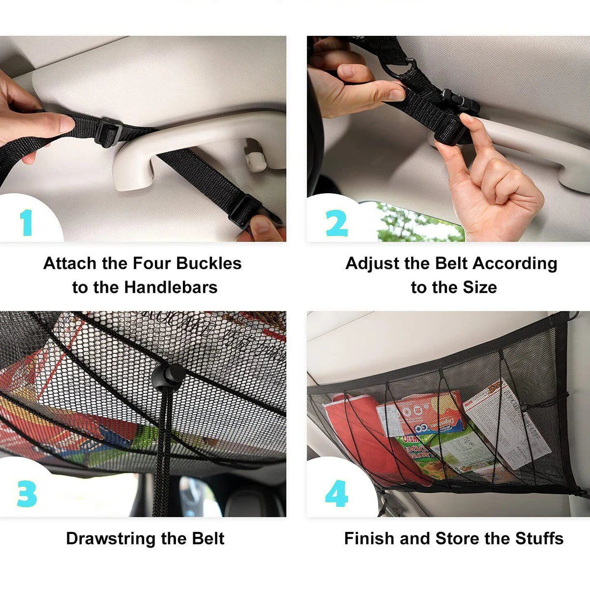 Car Ceiling Storage Net โ Double-Layer Roof Organiser