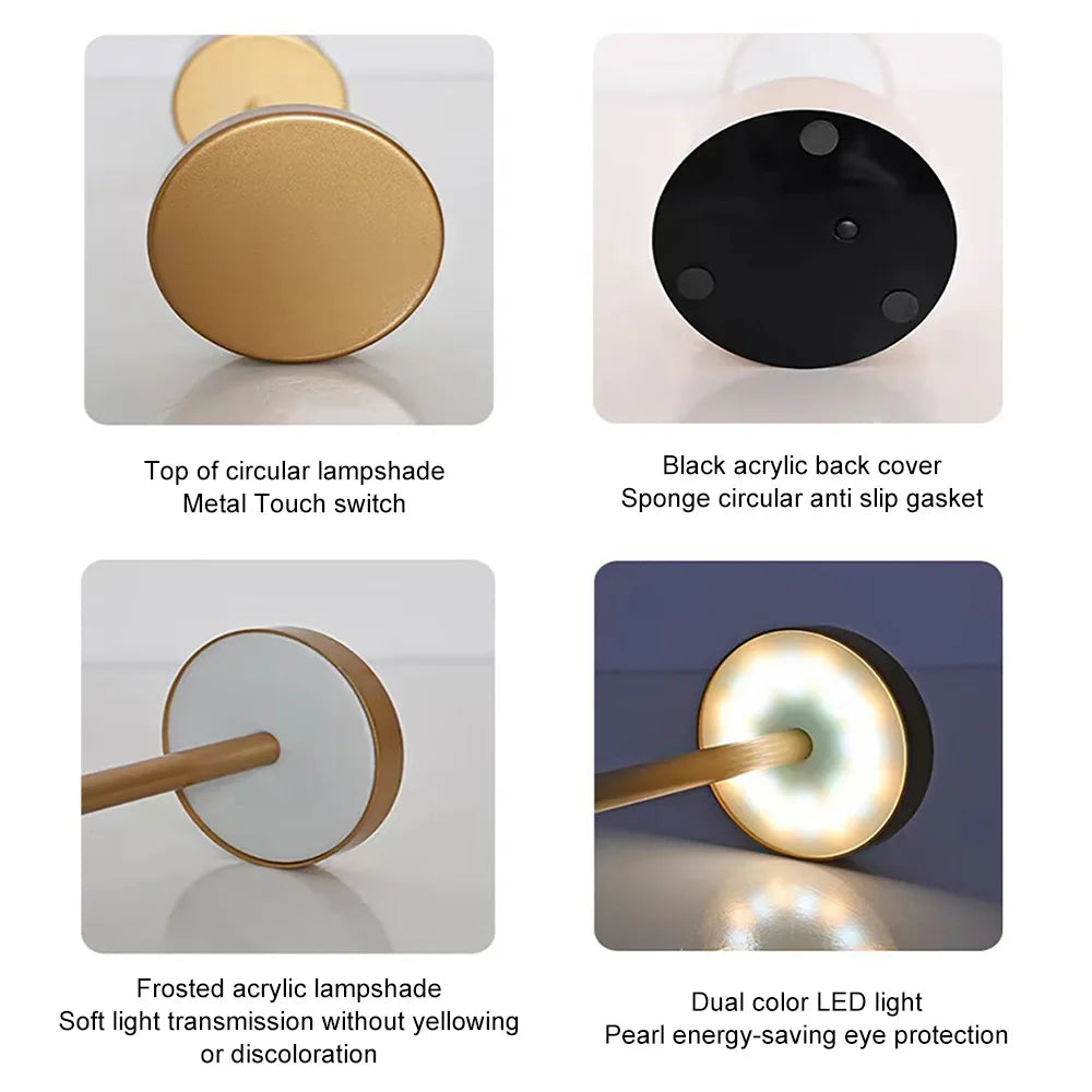 Classic Rechargeable Touch Table Lamp β Stepless Dimming & 3 Color Modes