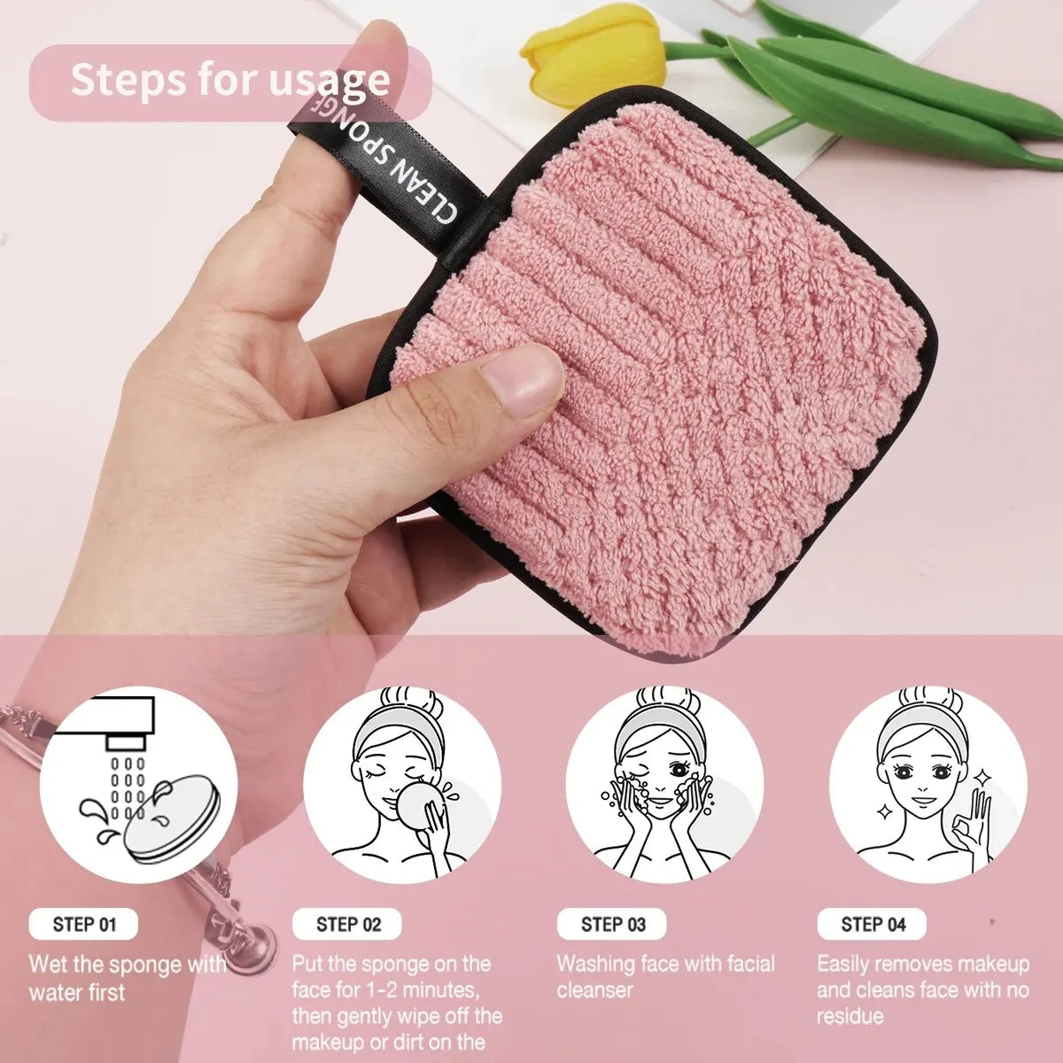 10pcs Makeup Remover Microfiber Cotton Pads – Reusable & Washable Skincare Tool