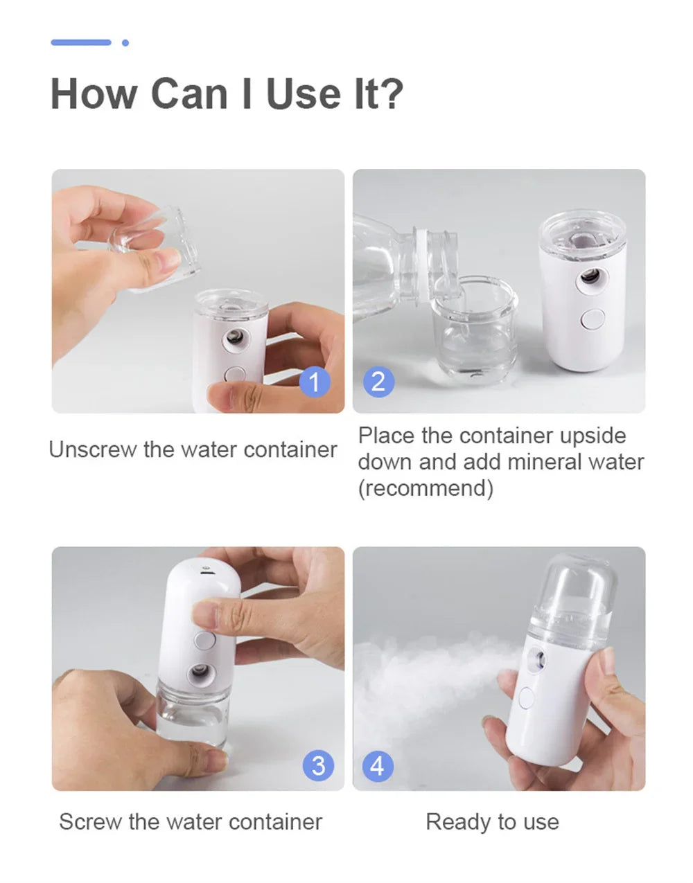 Nano Facial Hydrator Sprayer - Mini Rechargeable Humidifier & Face Steamer for Skin Care