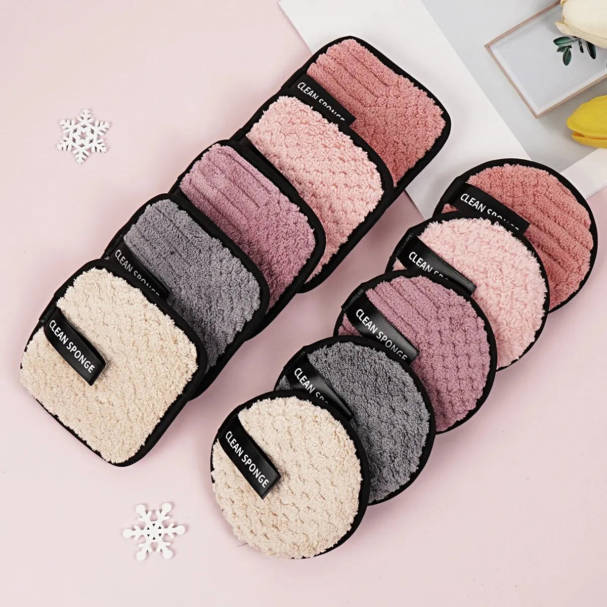 10pcs Makeup Remover Microfiber Cotton Pads – Reusable & Washable Skincare Tool