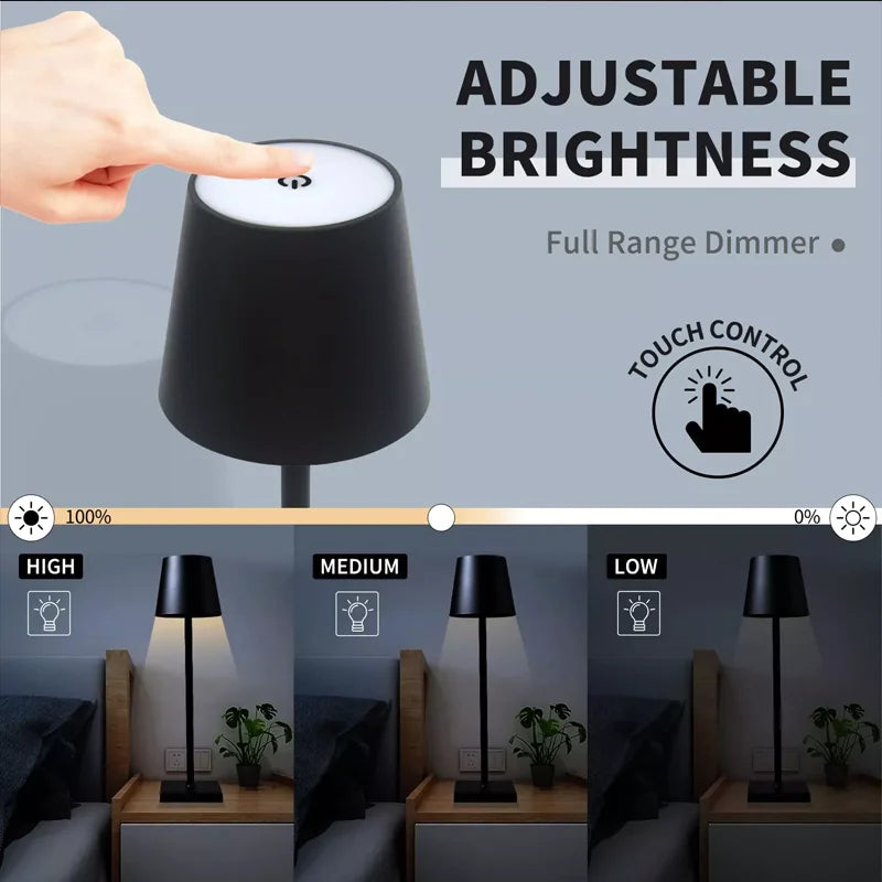 Wireless LED Table Lamp ā Rechargeable Light with Touch Control