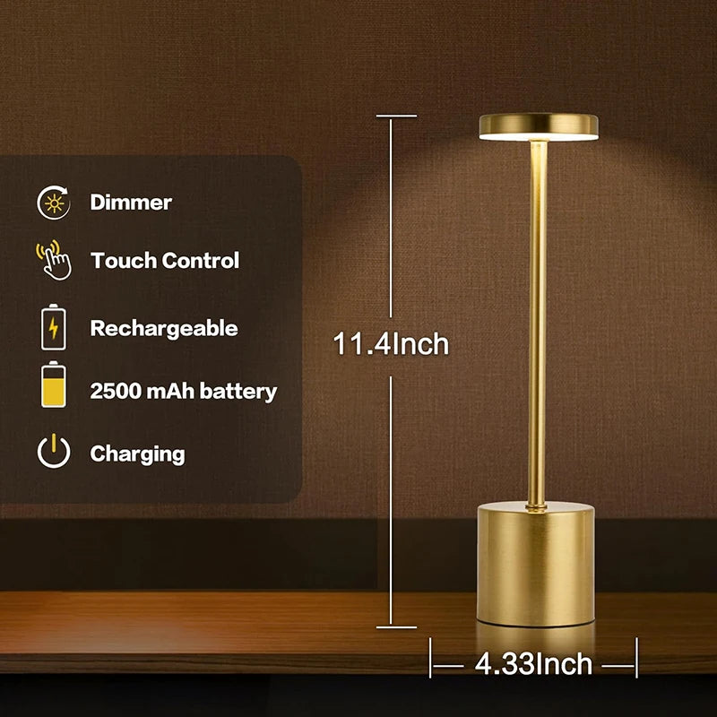 Classic Rechargeable Touch Table Lamp β Stepless Dimming & 3 Color Modes