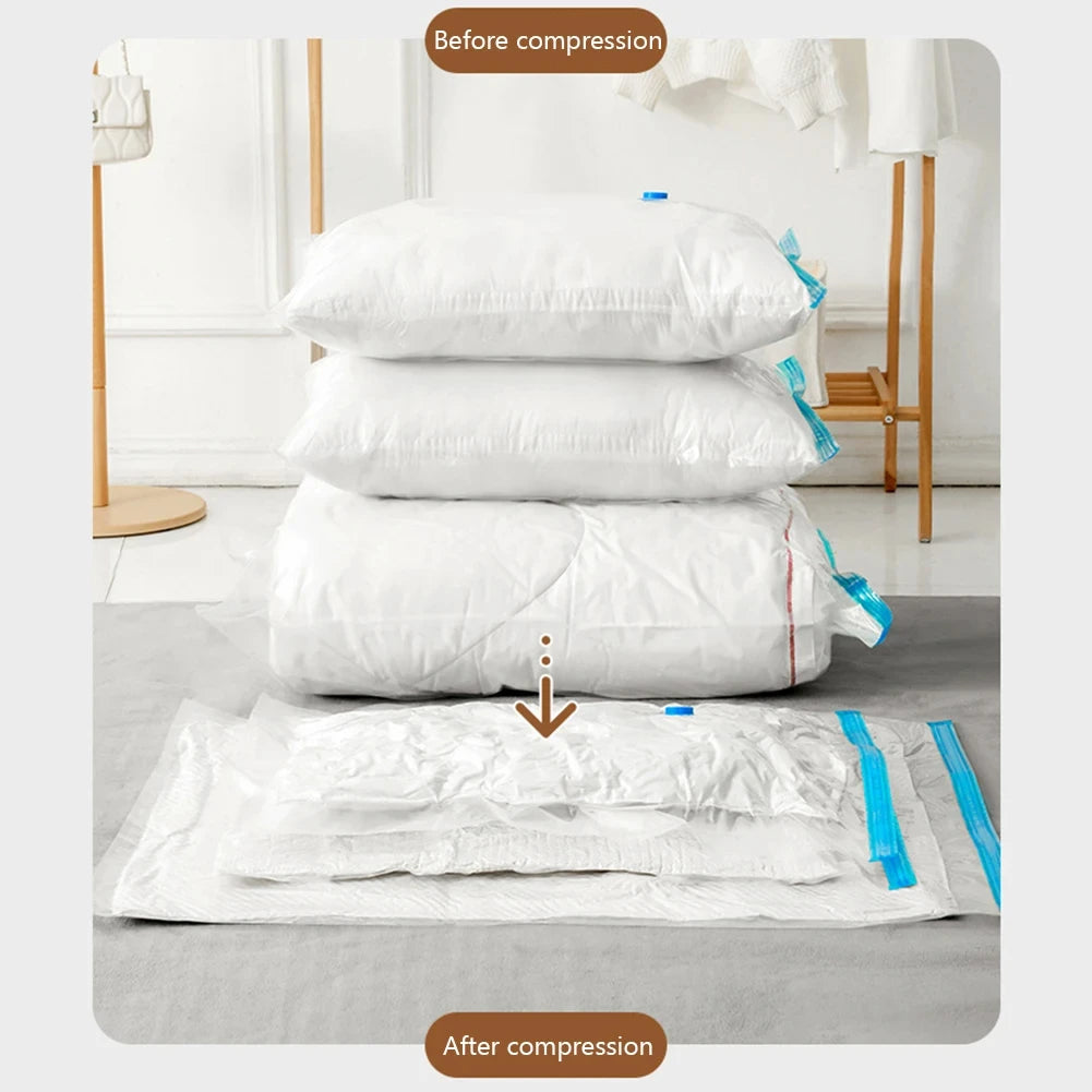 4PCS Reusable Vacuum Storage Bags with Hand Pump