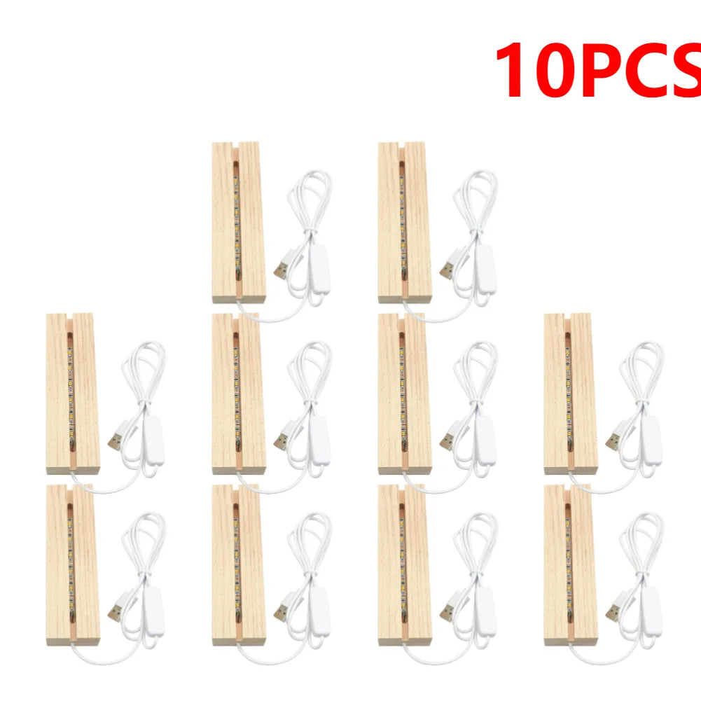 LED Wood Light Display Base β USB Wooden Stand for Crystal & Resin Art