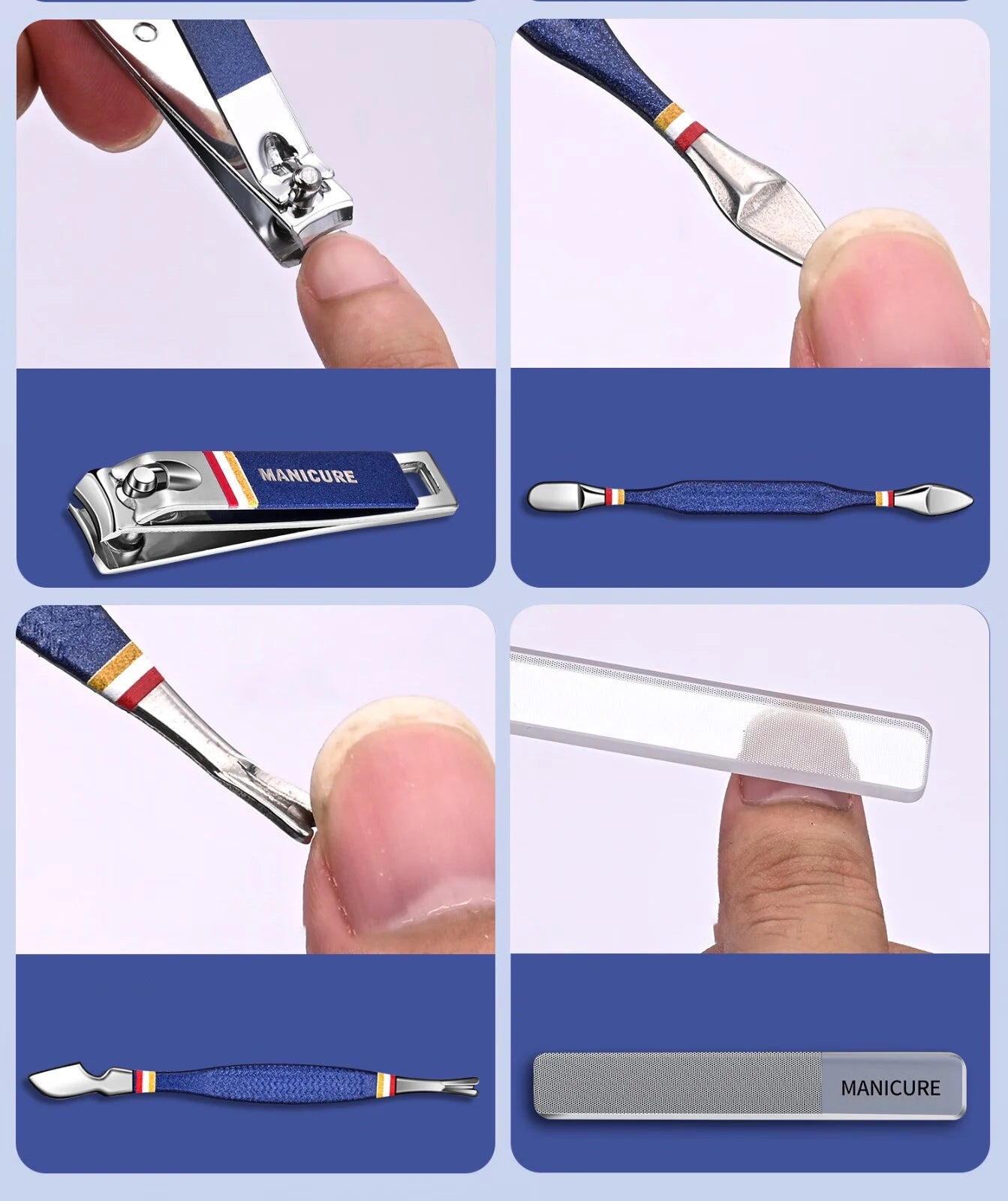 Nail Cutter Set - Stainless Steel Manicure Kit with Folding Bag