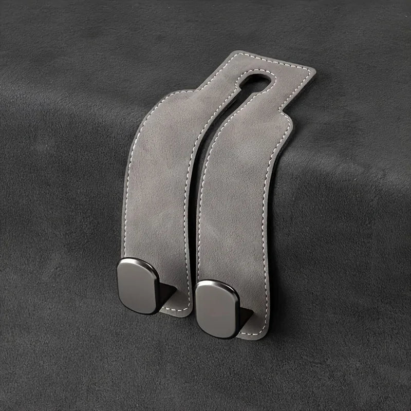 GripHold Car Headrest Hook | Premium Leather & ABS Seat Back Storage Hook