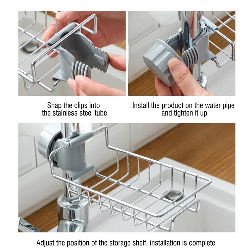 Adjustable Rotatable Faucet Storage Rack