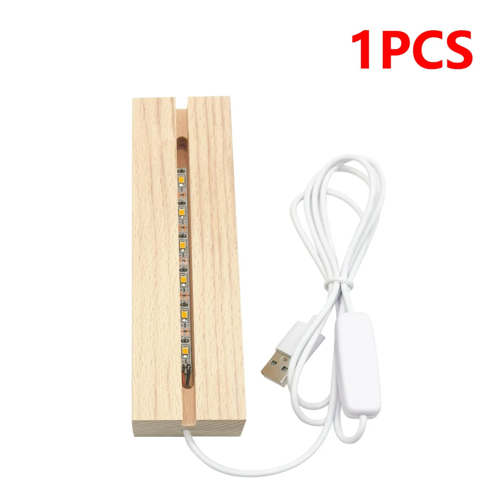 LED Wood Light Display Base β USB Wooden Stand for Crystal & Resin Art