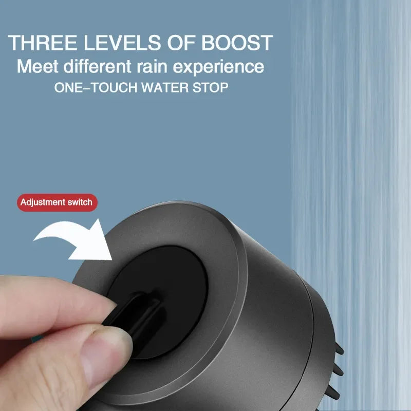 High Pressurized Filter Shower Head - 3-Mode Adjustable Spray with Massage Brush