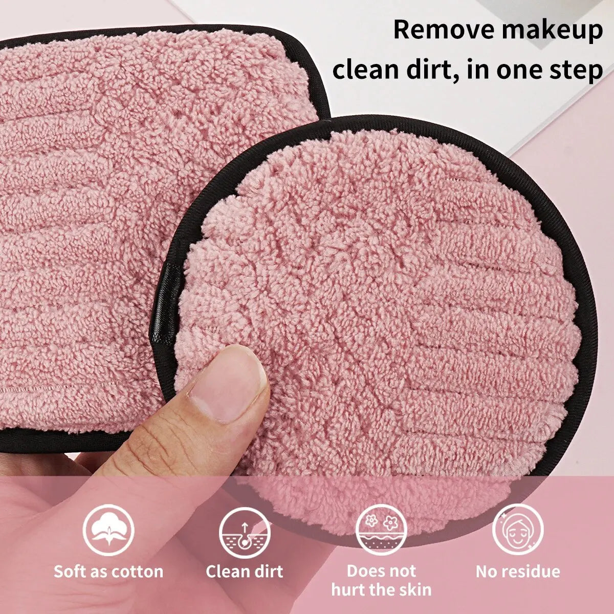 10pcs Makeup Remover Microfiber Cotton Pads – Reusable & Washable Skincare Tool