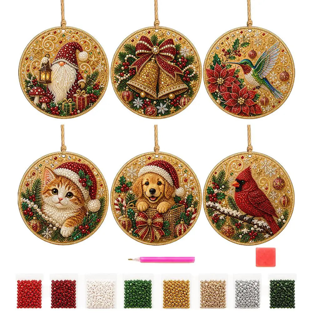 6-Piece Christmas Diamond Painting Ornament Kit