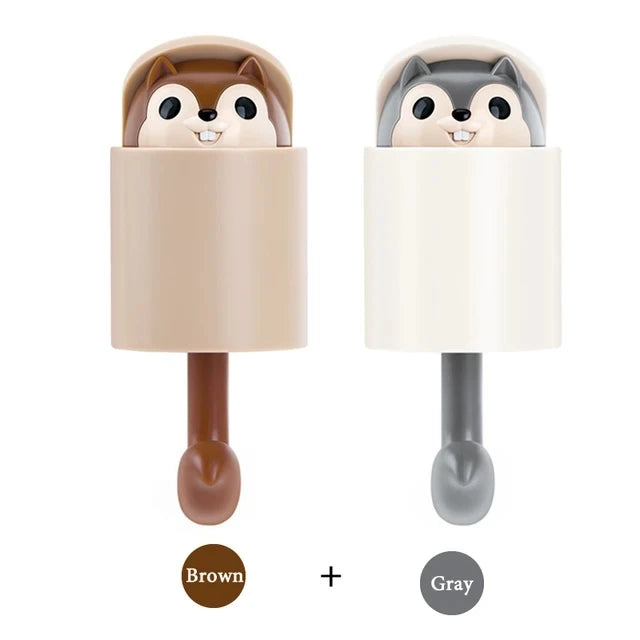 Cute Squirrel Surprise Wall Hook (2pcs)