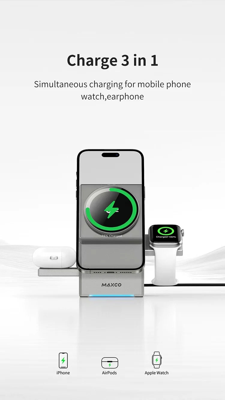 3-in-1 Magnetic Wireless Charger Stand