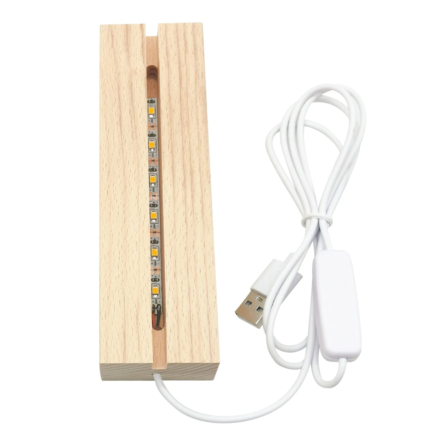 LED Wood Light Display Base β USB Wooden Stand for Crystal & Resin Art