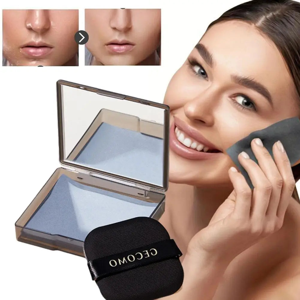 100PCS Face Oil Blotting Papers with Mirror & Makeup Puff – Portable Oil Control Kit