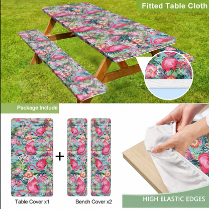 BenchNest Elastic Picnic Table & Bench Cover Set