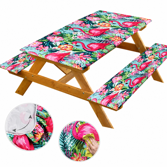 BenchNest Elastic Picnic Table & Bench Cover Set