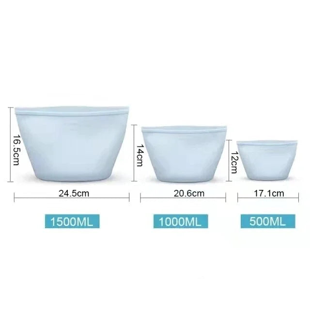 FreshSeal 3-Piece Reusable Silicone Food Storage Bag Set