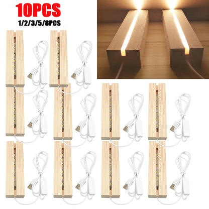 LED Wood Light Display Base – USB Wooden Stand for Crystal & Resin Art