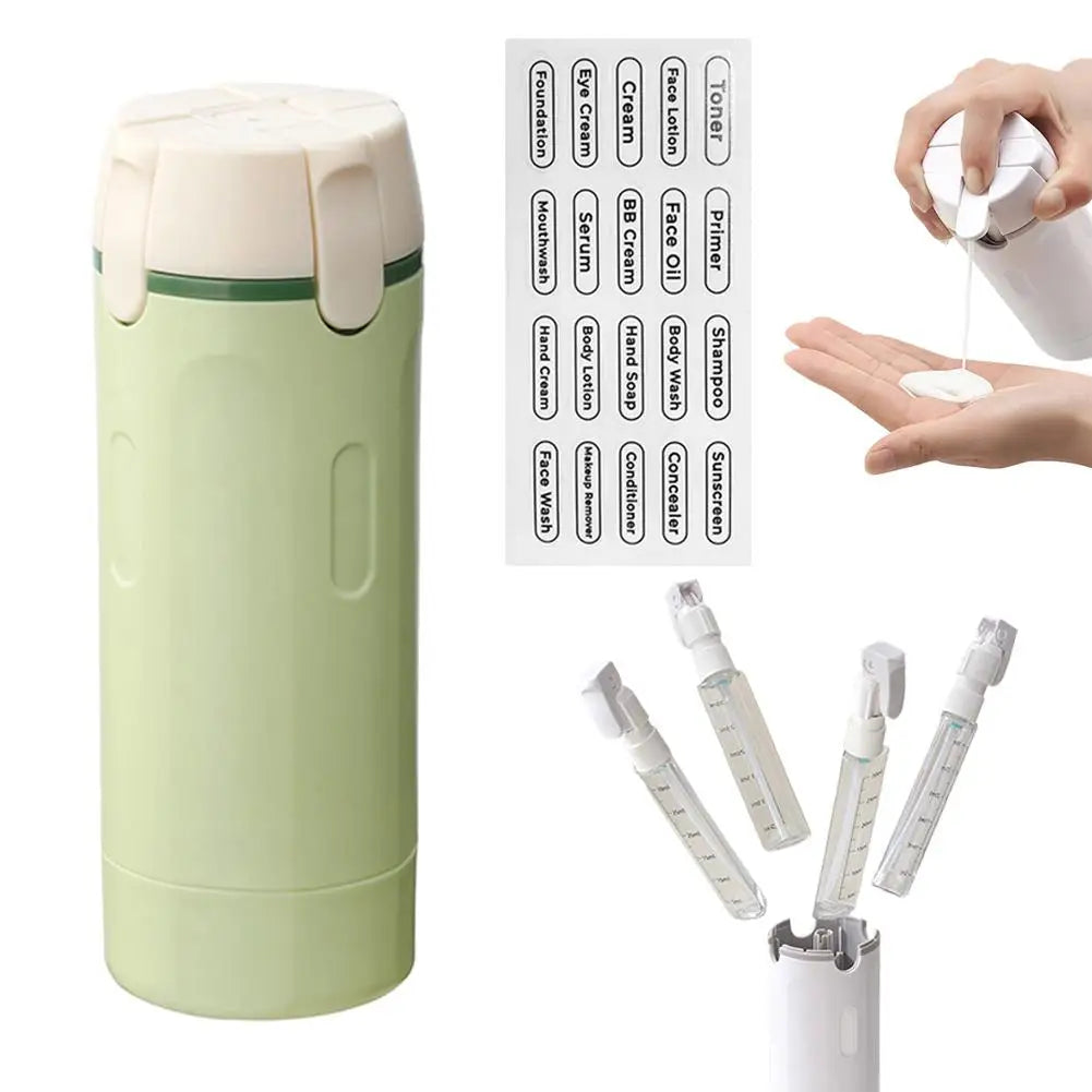 4-in-1 Travel Refillable Bottle Set – Compact Toiletry Dispenser