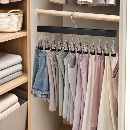 12-Clip Wooden Wardrobe Organiser