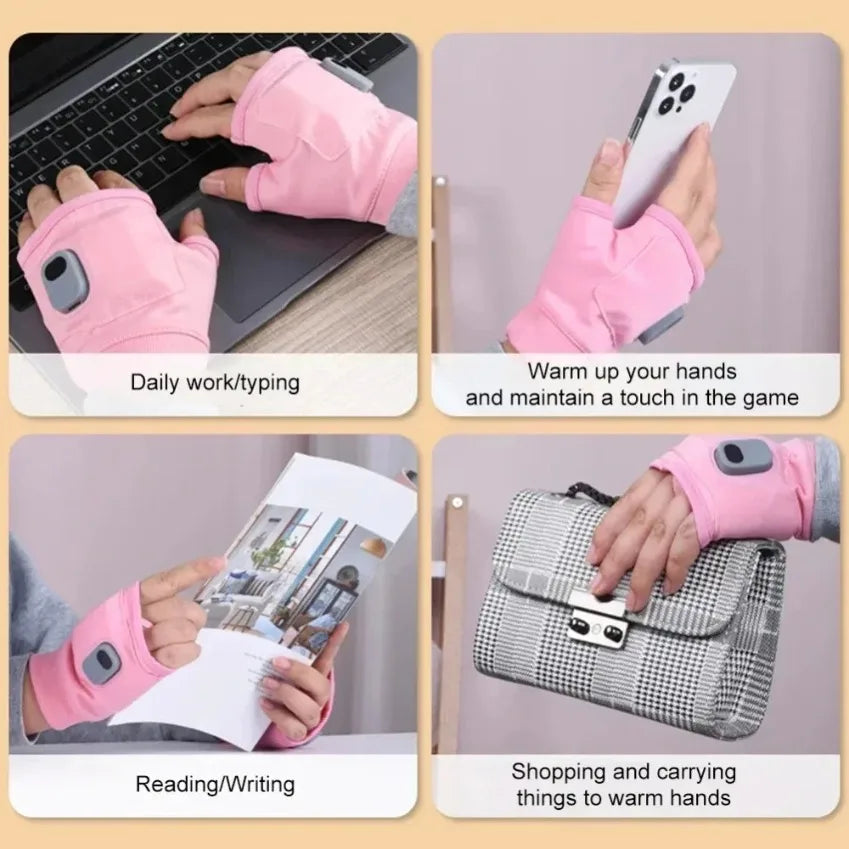 Smart Heated Fingerless Gloves – Rechargeable Hand Warmers
