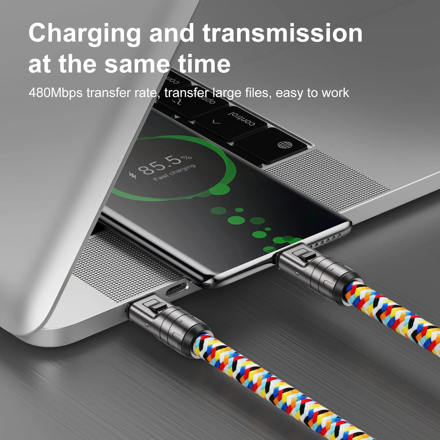 2-in-1 Type-C to Type-C Fast Charging Lanyard Cable
