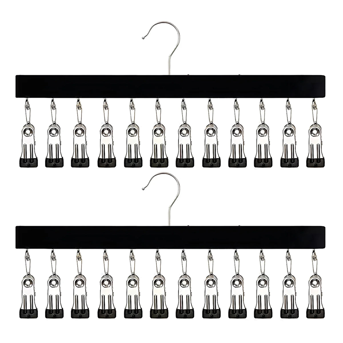 12-Clip Wooden Wardrobe Organiser