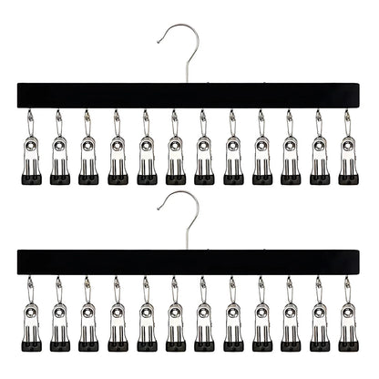 12-Clip Wooden Wardrobe Organiser
