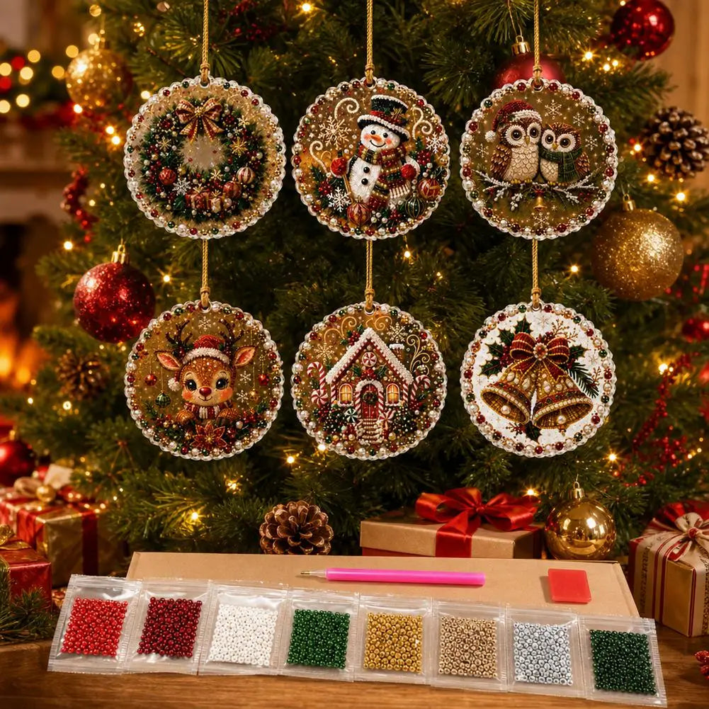 6-Piece Christmas Diamond Painting Ornament Kit