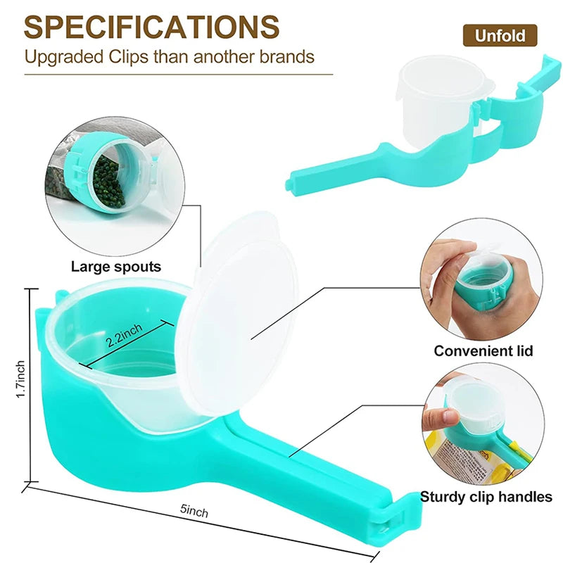 FreshLock Pour-Spout Bag Clips for Food Storage