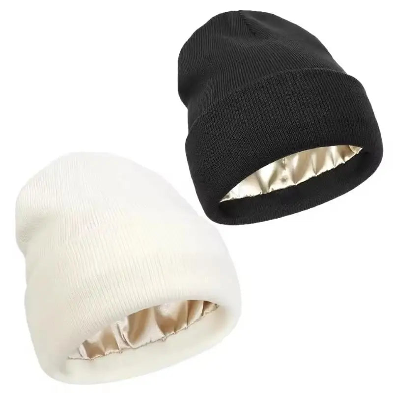 Satin-Lined Slouchy Beanie – Anti-Static Winter Hat for Sleep & Everyday Wear