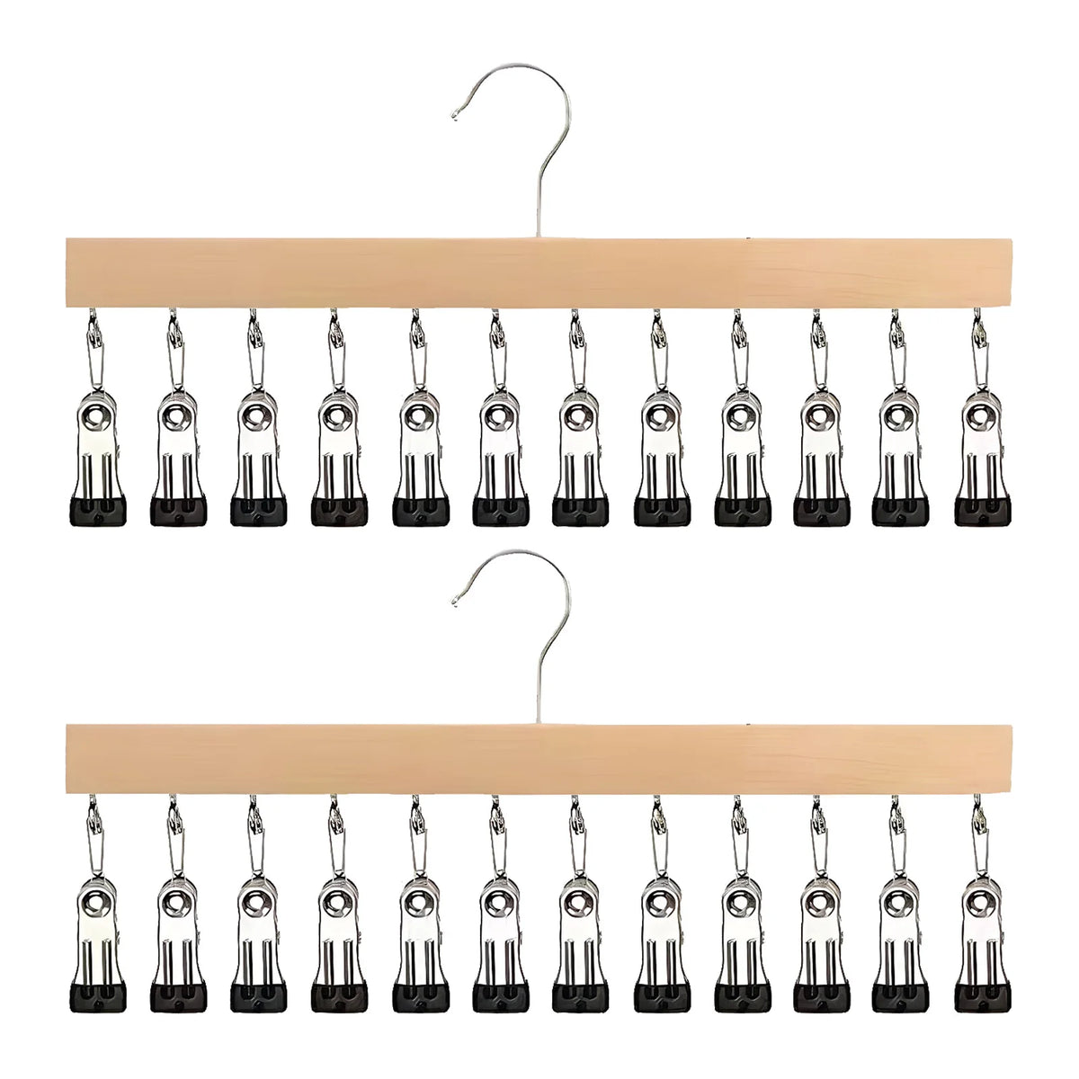 12-Clip Wooden Wardrobe Organiser
