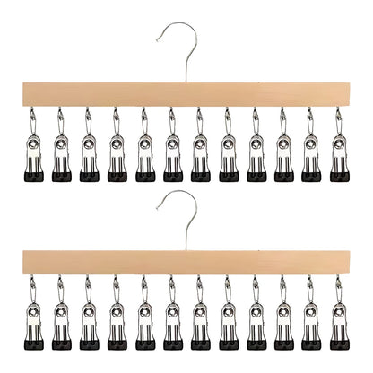 12-Clip Wooden Wardrobe Organiser