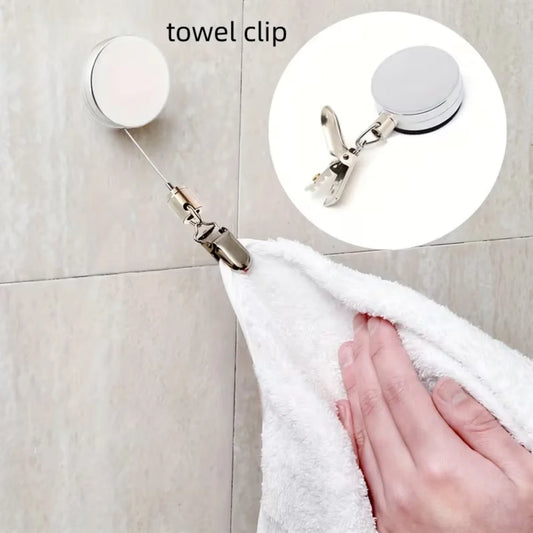 Automatic Retractable Towel Holder – Self-Adhesive Wall Rack