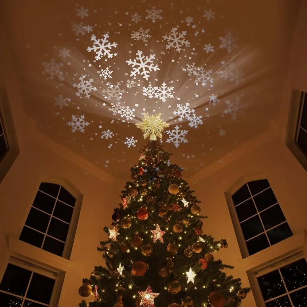 LED Snowflake Projector Christmas Tree Topper