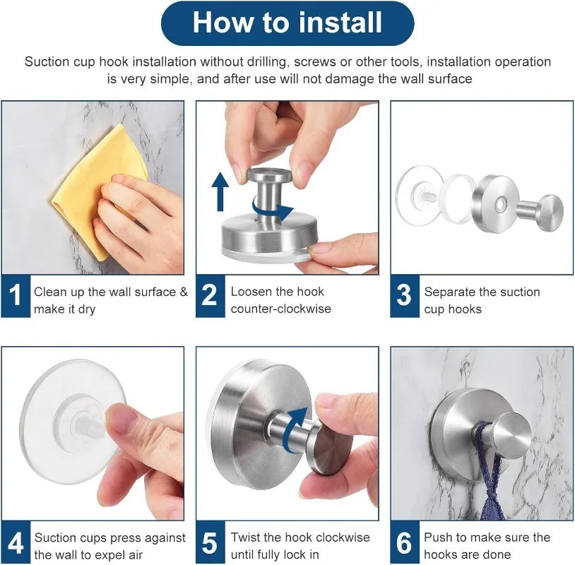 Suction Cup Hooks – Punch-Free Wall Mounted Towel & Utility Holders