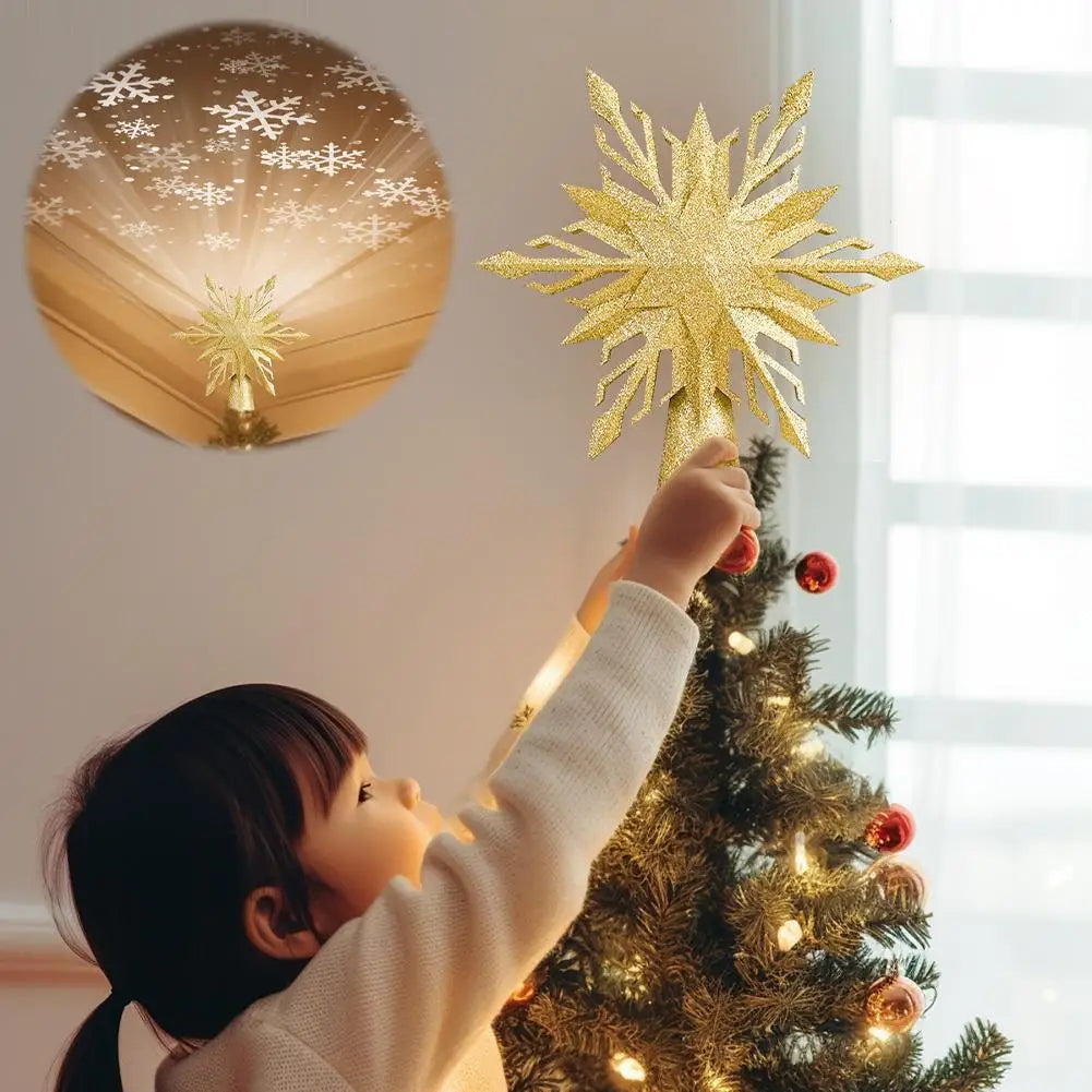 LED Snowflake Projector Christmas Tree Topper