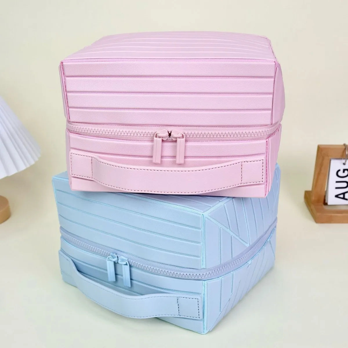 Waterproof Striped Toiletry Bag